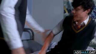 Asher Day enjoying masturbating and gets caught by his classmate Harley Xavier who gets surprised and gets turned on