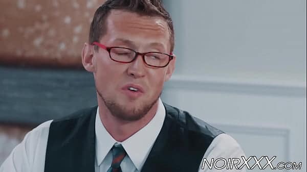 Handsome tall businessman anally fucks young hunky black gay