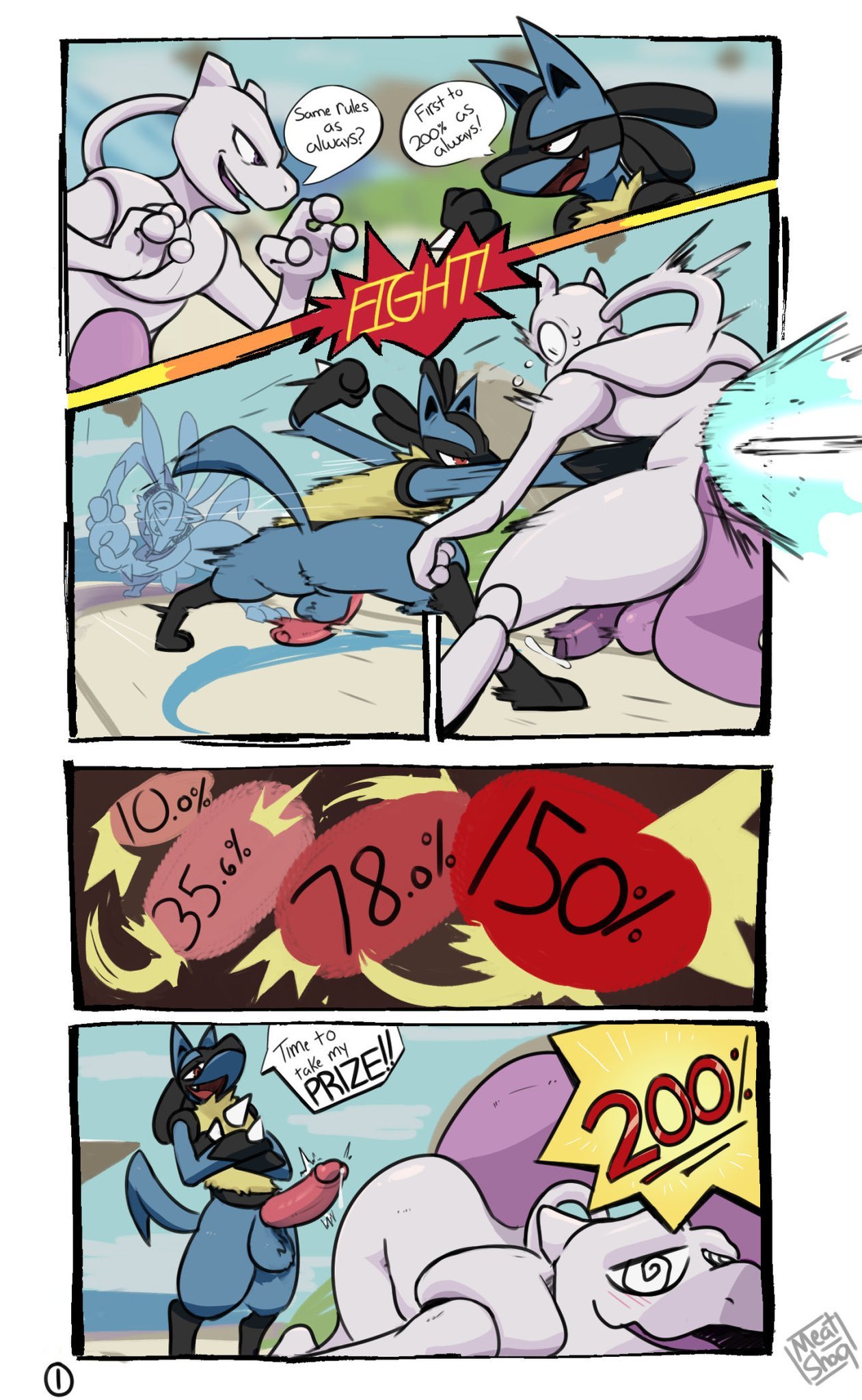 Lucario vs Mewtwo comic porn