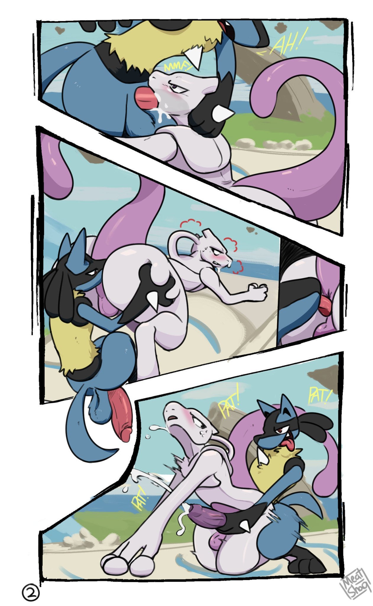 Lucario vs Mewtwo comic porn2