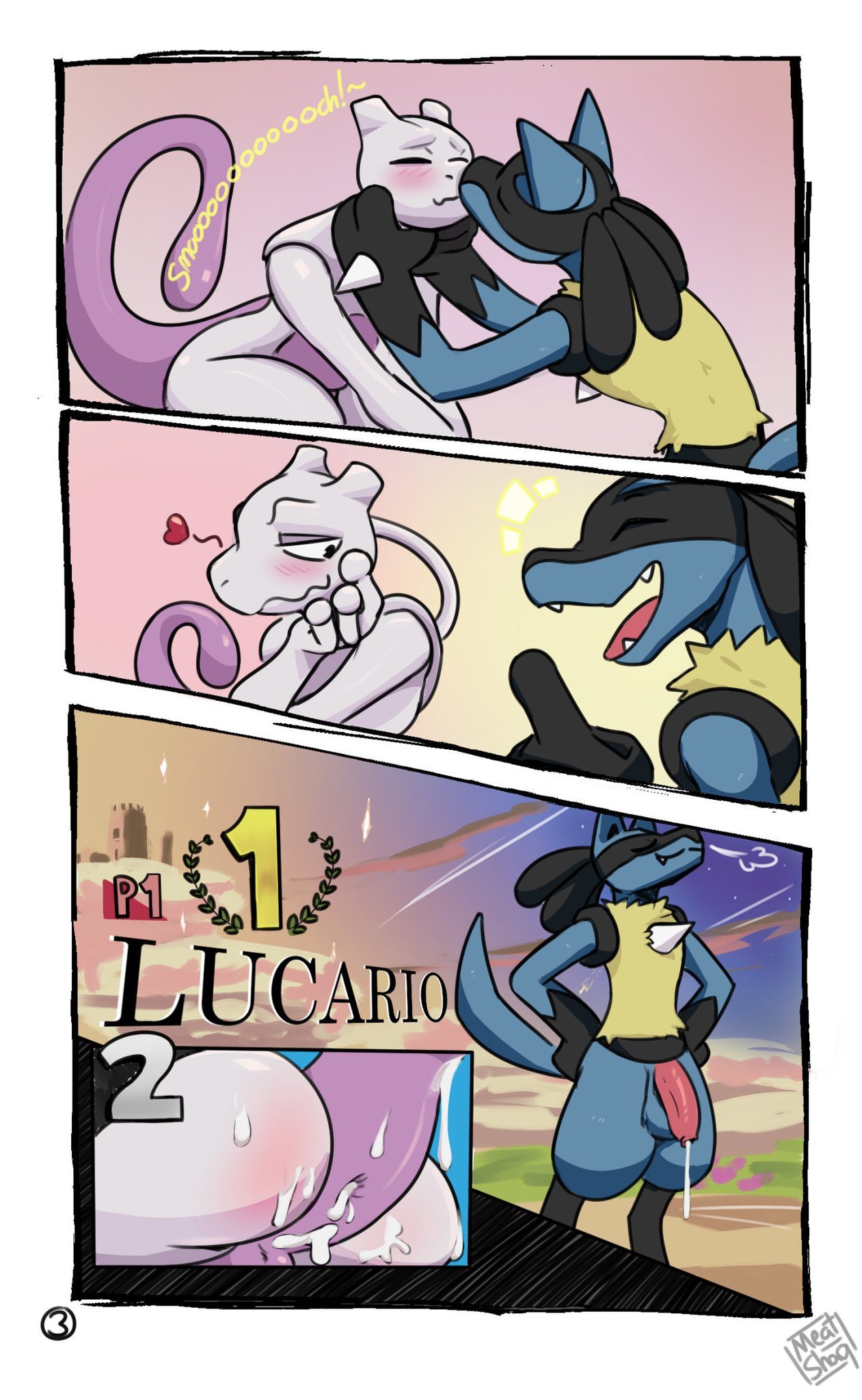 Lucario vs Mewtwo comic porn3